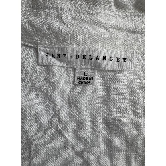 Jane & Delancey Women's Short Sleeve Tunic Top Large White Crinkle High Low Boho - Picture 4 of 6